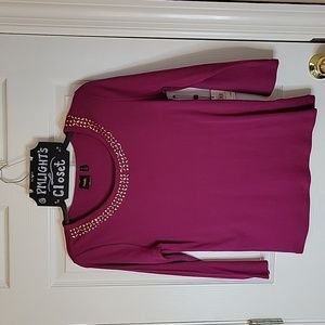 Rafaella Blouse Medium New Beaded Plum Gold